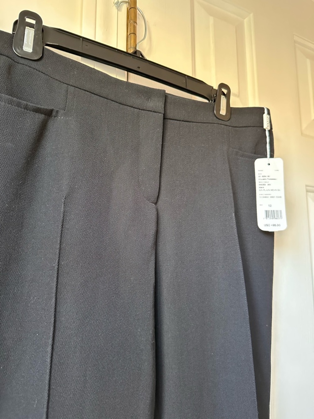 NWT $495 Akris Punto Black “Francesca” Stretch Wool Blend Trousers Pintuck US 12 - Picture 3 of 9